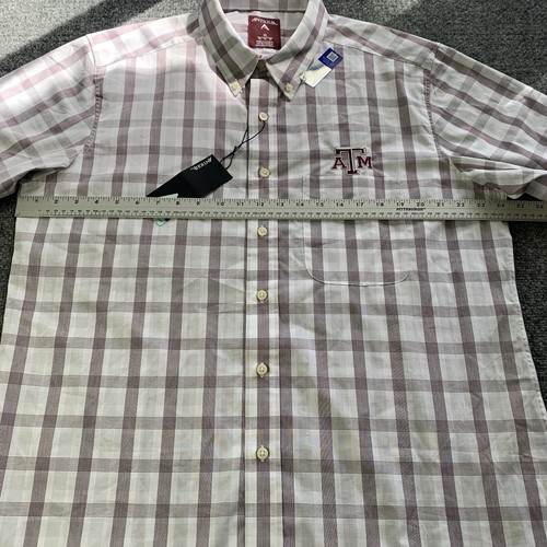 Antigua Texas A&M Shirt Mens XL Button Up Plaid Red White “New With One Flaw” - Picture 10 of 15