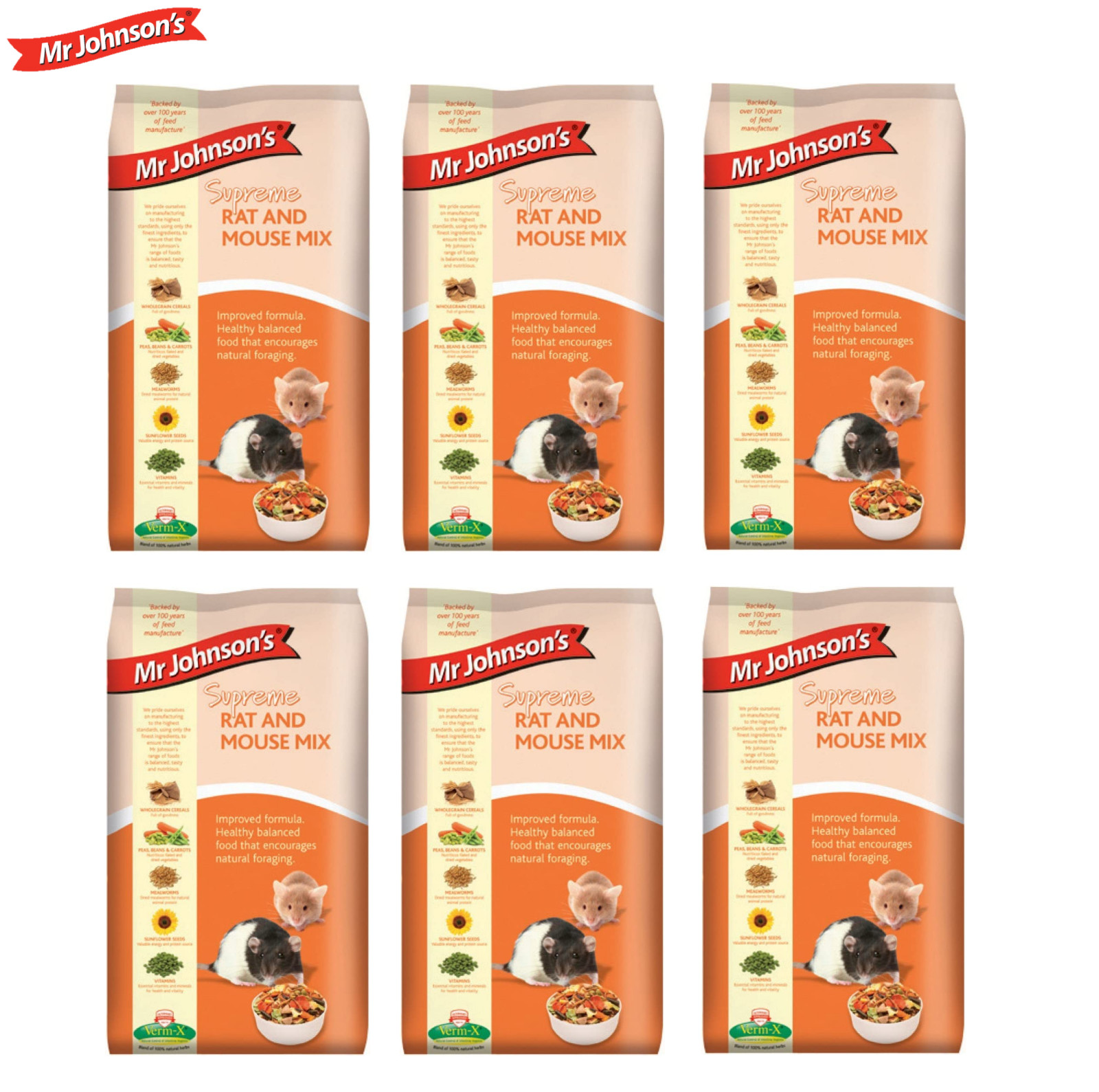 6X MR JOHNSONS SUPREME RAT & MOUSE MIX FOOD HEALTHY DIET SMALL ANIMAL 900G