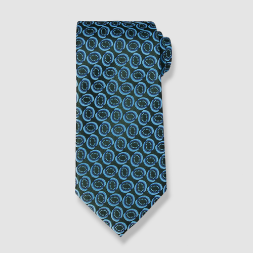 Cravatta Uomo Charvet Seta Jacquard Geometrica Marrone, Made In France, Larga 3,5 Pollici