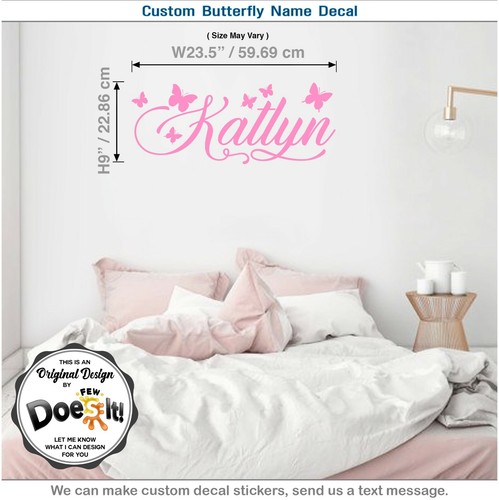 Individueller Name Schmetterling Ihr Vorname Text Vinyl Wandbild Dekor Abziehbild 185 - Bild 3 von 9