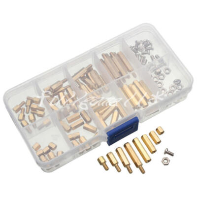 120PCS M3 BRASS STANDOFFS HEX NUTS SCREWS SPACER PCB ASSORTMENT KIT SET W/ CASE