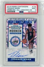 2019 Panini Contenders #135 Terance Mann Dribbling Auto Cracked Ice #02/25 PSA 9
