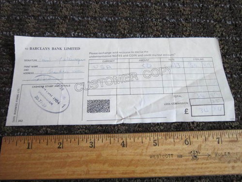 Barclays Bank Limited Receipt for Travelers Checks Sheringham UK 1980s - Picture 2 of 5