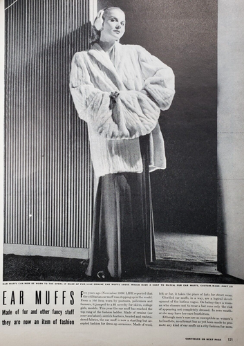PRINT ARTICLE + Life Magazine Cover 1943 Ear Muffs Model Selene Mahri 10.5x14 - Picture 2 of 5