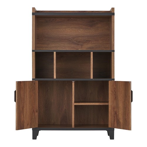 Furniture of America Rhen Farmhouse Wood 8-Shelf Buffet in Distressed Walnut - Picture 4 of 9