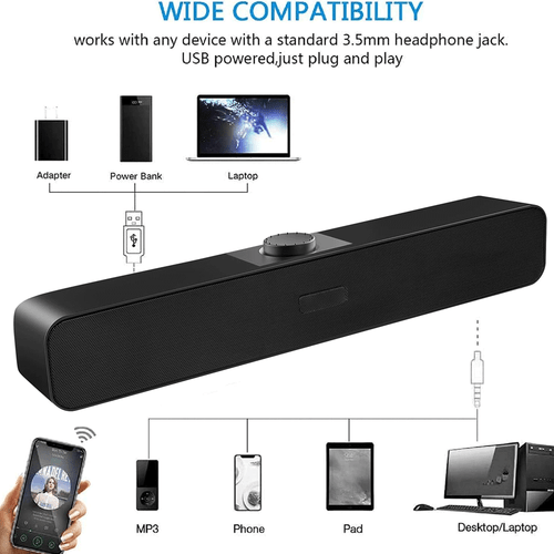 Bluetooth 5.0 Wired TV Speaker Soundbar 3D Sound Bar Home Theater Subwoofer - Picture 7 of 7