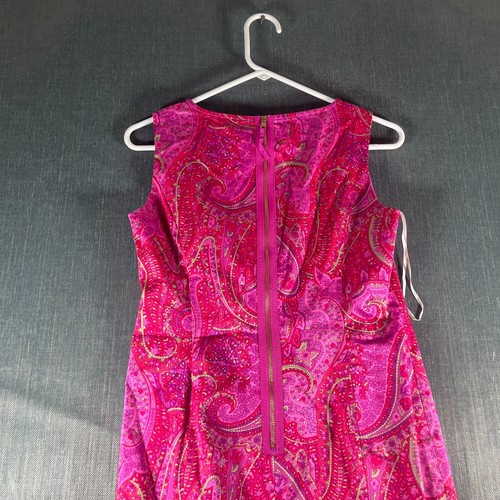Jones New York Womens Sheath Dress Pink Paisley Signature Petite Stretch Size 4P - Picture 8 of 10
