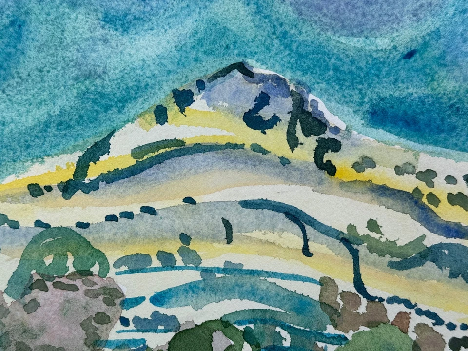 LOTE 2 ACUARELA FAUVISTA DE LOS ALPES FRANCESES PINTURA FIRMADA OTOÑO PAISAJE ARTE FRANCIA Foto 4 de 4