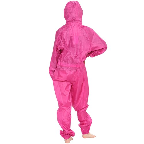 Kids Girls Boys Raincoat Pink Puddle All in One Waterproof Hooded Rainsuit 2-1 - Afbeelding 4 van 8
