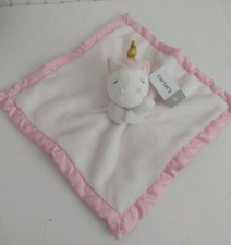 Carter's Unicorn Security Blanket Baby Lovey Plush  Satiny White Pink Soft