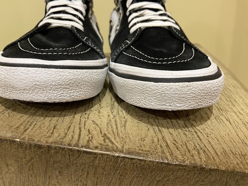 Vans Sk8 Hi White Black Lightning Bolt Checkered Men's 11 Skateboard Shoes - Picture 8 of 10