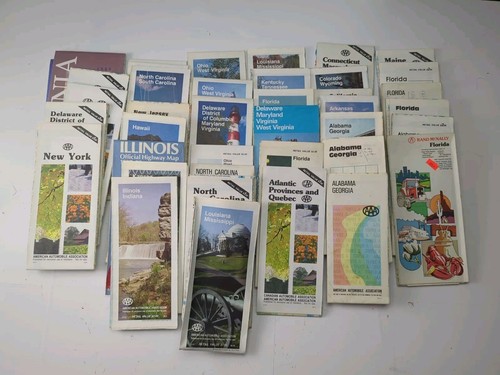 Posten 40+ Papier Straßenkarten USA AAA und andere 1970-80er Jahre