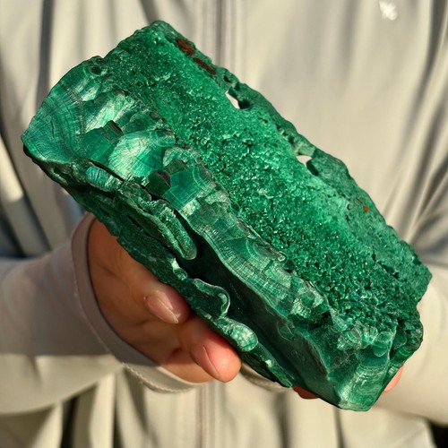 2.18LB Natural glossy velvet Malachite transparent cluster rough mineral sample - Picture 14 of 17