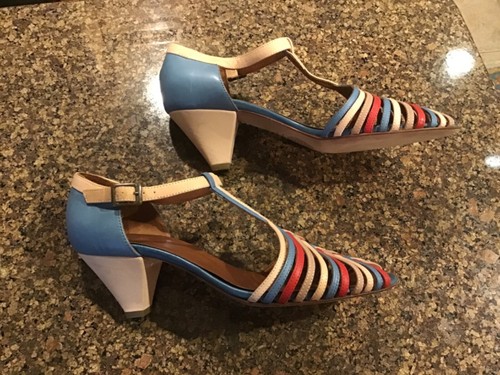 Hobbs Halfe peny Shoes Womens 38.5 Strappy t-Strap-multicolored Heels - Picture 2 of 6