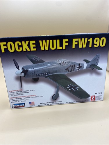 Focke Wulf FW190 WWII German Plane Model Kit Lindberg 1/72 Scale Open Box - 第 1/8 張圖片