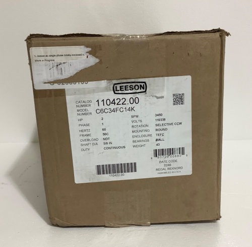 Motor eléctrico Leeson 110422,00 2 HP 3450 rpm 1PH 115/208-230 V 56C C6C34FC14K - Imagen 9 de 10