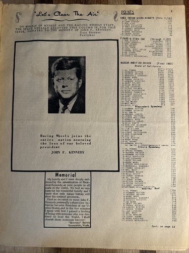 1963 Racing Wheels Newspaper, NASCAR’s Bill France Presents Award to Ford - Picture 3 of 11