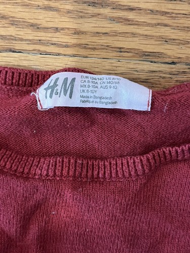 H&M Youth Girl Size 8-10 Sweater Red/Maroon Christmas Unicorn - Picture 3 of 6