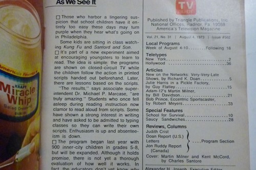New York Metro Aug 4 TV Guide 1973 ADAM-12 McCord MARTIN MILNER Julie Harris - Picture 2 of 2