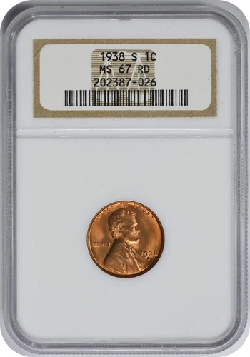 1938-S Lincoln Cent MS67RD NGC