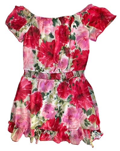 Anthropologie DREW Damen Rüsche Flare Chiffon Minikleid gefüttert Größe M Blumenmuster - Bild 3 von 7