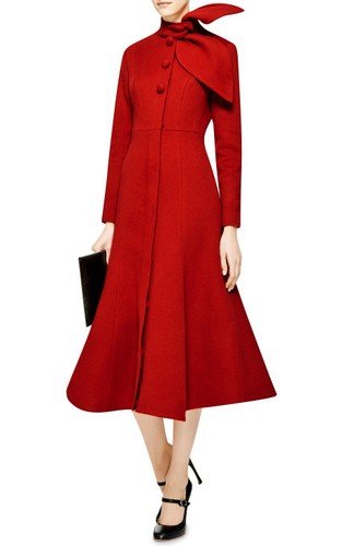 Uld Casual Fit Red Kvinder Coat Big Party Slim Fashion Parka Outwear Tail Blend wgqTzz
