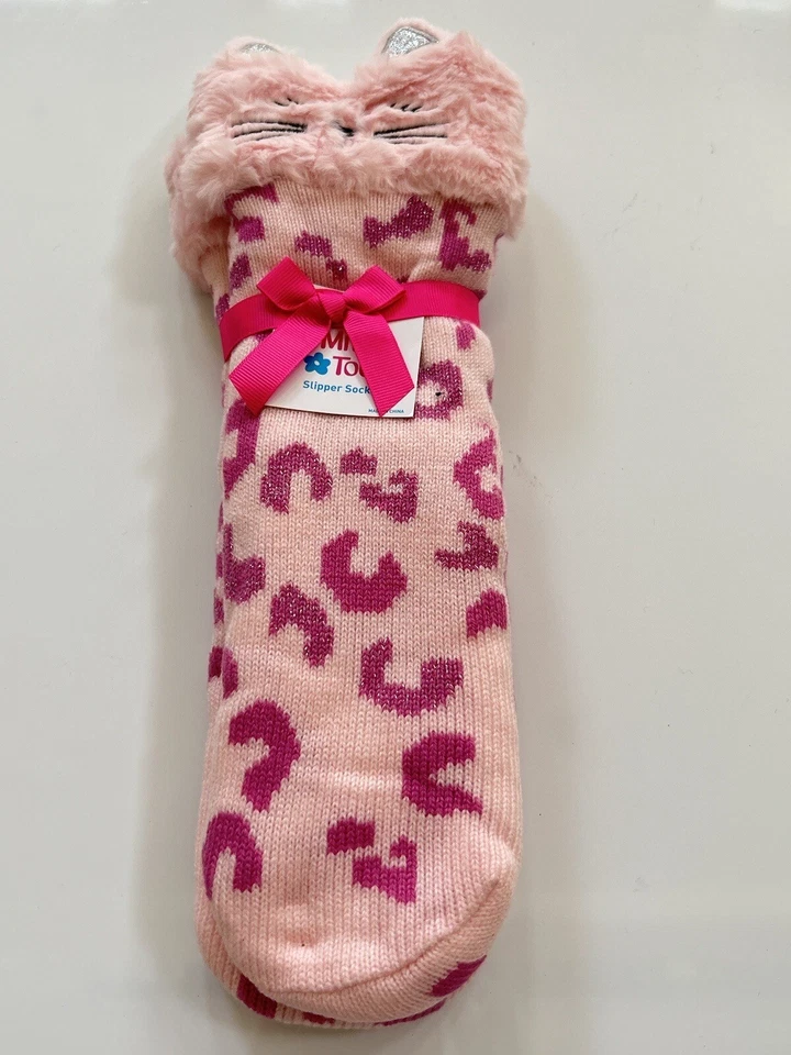 LIMITED TOO Niñas Zapatilla Calcetines Rosa Acrílico Vellón Forrado Gato Brillo Talla Única Foto 3 de 4