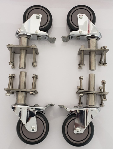 4" Poly Gry Swivel Caster 5/8"x 4" Stem Easy lock Studio Casters 533lbs w/Mounts - Picture 1 of 8