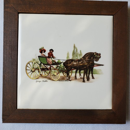 Vtg George Stubbs Tile Trivet Amsterdam Holland Horse and Carriage Hot Plate 6" - Picture 2 of 8
