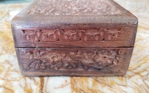 Vintage Intricate Hand Carved Wooden Box,  Jewellery Box, Trinket Box - Picture 4 of 7