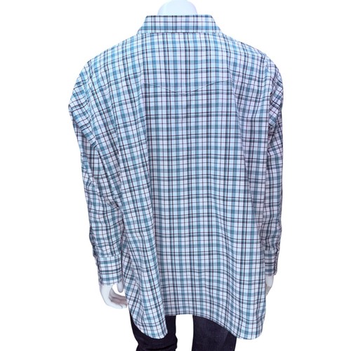 Wrangler Men RELAXED FIT Western Green Black Plaid Pearl Snaps Shirt Sz Big 4XL - Picture 5 of 11