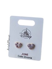 Disney Parks Mickey Mouse Ear Birthday Month June Cubic Zirconia Stud Earrings