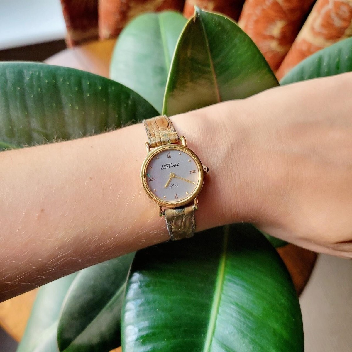 Vintage J. Frésard Genuine Crocodile Leather Watch Vintage J. Frésard Genuine Crocodile Leather Watch | eBay main image 2