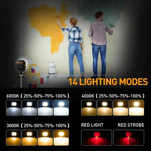 Proiettore da lavoro ricaricabile 19600mAh LED portatile giallo super luminoso di Rigwig - Foto 6 di 19
