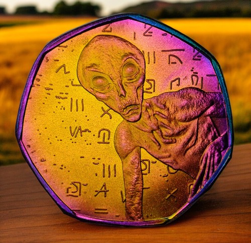 Extremely Rare .999 TITANIUM Alien Coin/Artefact. Area 51.  Iridescent/Space/UFO - Picture 1 of 12