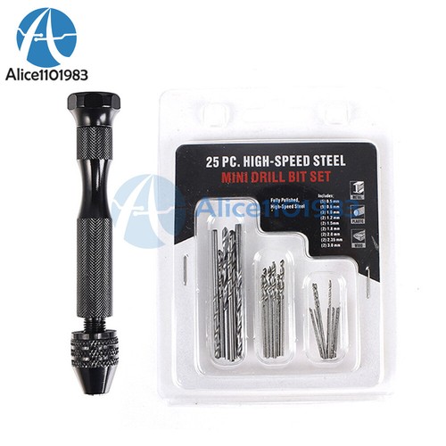 Mini Aluminum Hand Drill with Keyless Chuck and 48 Twist Drills Rotary Tool Bits - Picture 14 of 15