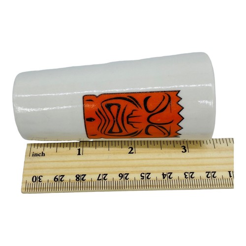Tiki Shot Glasses Ceramic Yellow Magenta & Orange Hawaiian Luau Barware SET OF 3 - Picture 8 of 8