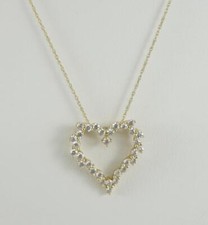 14K yellow gold ladies 19" chain necklace w/ open heart DQ CZ pendant 3.1g
