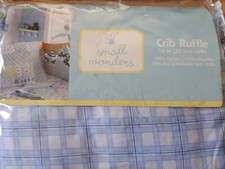 REDUCED New Infant BABY Crib dust RUFFLE BLUE Plaid Small Wonders NIP 10" Ruffle