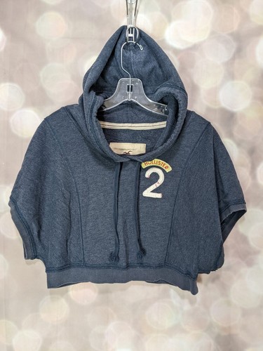 Women's/Junior's Hollister Navy Blue #2 Cropped Pullover Slouchy Sweatshirt Sz S - Picture 1 of 9