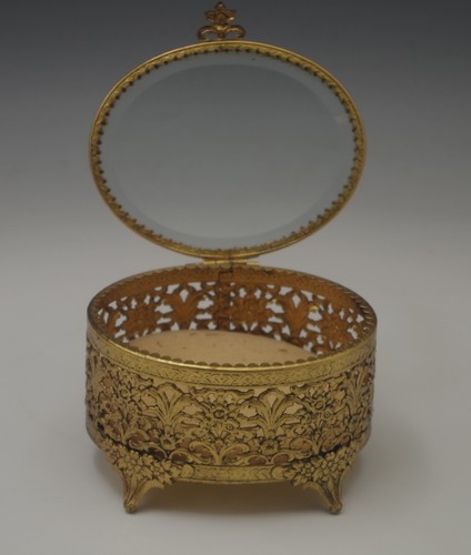 MATSON'S FILIGREE ORMOLU STYLE JEWELRY BOX CASKET VINTAGE - Picture 2 of 9