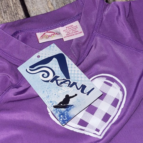 Kanu Surf Girls Rashguard Swim Shirt Purple Heart Short Sleeve Size XS 6 - Picture 2 of 6