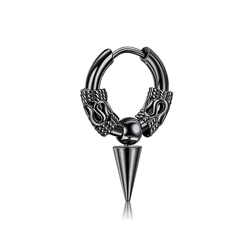 Stainless Steel Punk Men Black Silver Earrings Stud Hoop Piercing• - Picture 16 of 22