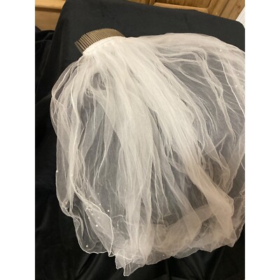 Vintage Womens Wedding Bridal Veil 2 Tiers Lace White | eBay display picture 2