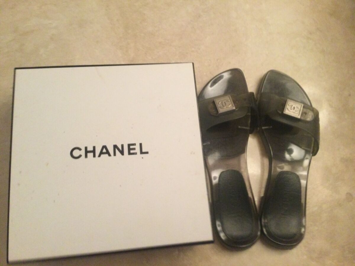 CHANEL Clear Pool Beach Shower Sandals Vinyl size 36 eBay
