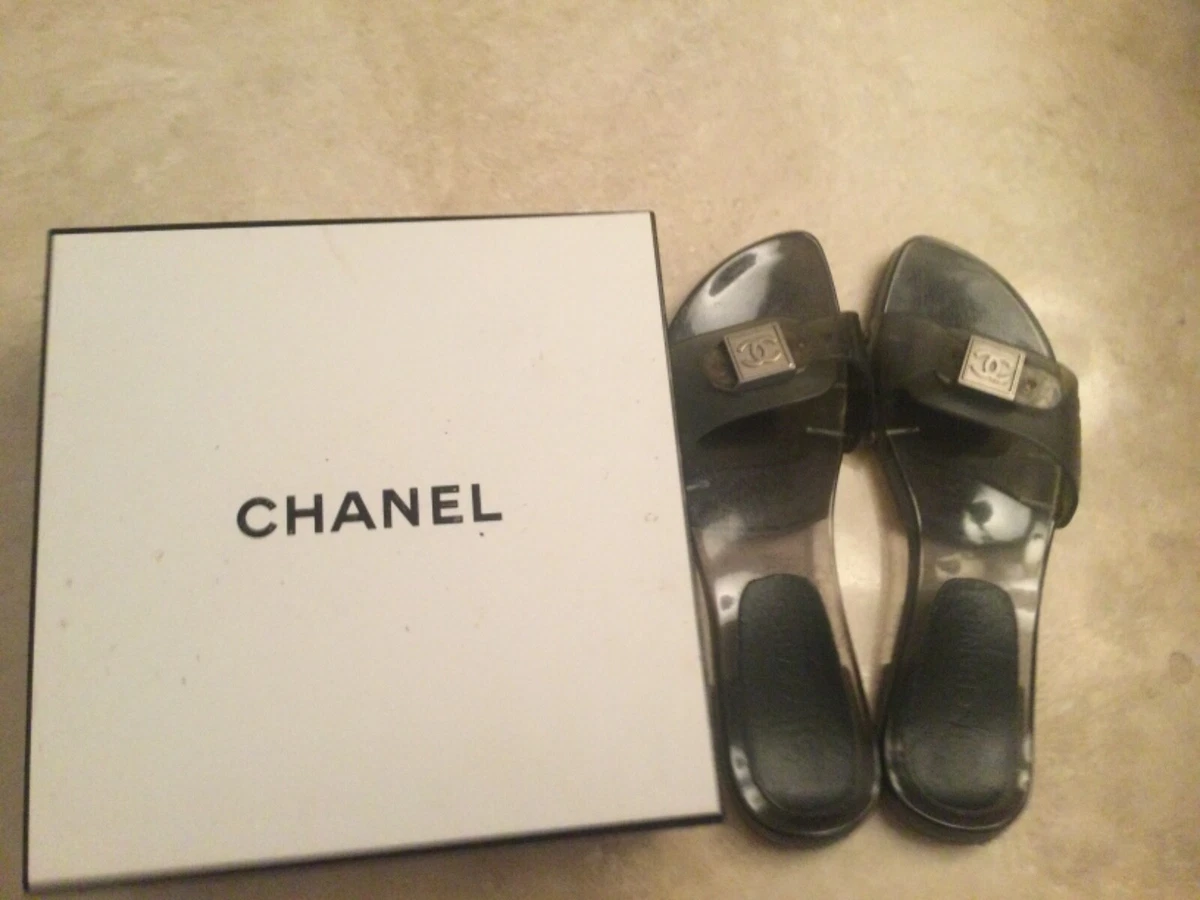 CHANEL Clear Pool Beach Shower Sandals Vinyl size 36