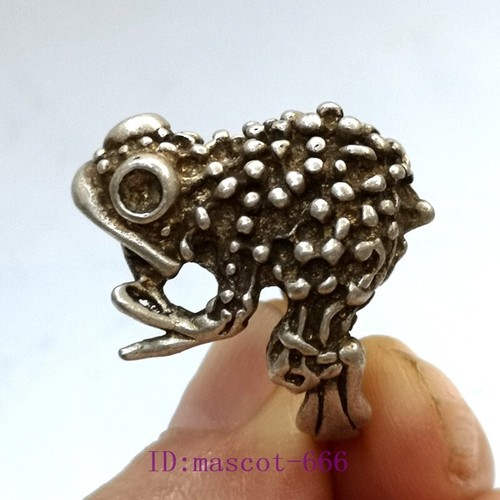 Old Collection Chinese Tibet Silver Handmade Frog Statue Ring Ornaments Gift - Bild 4 von 7
