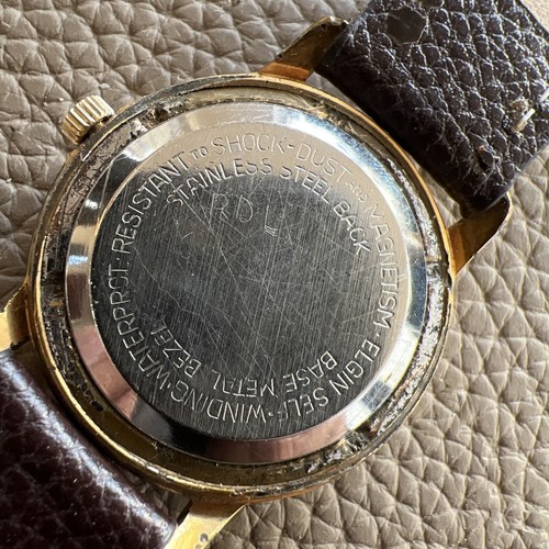 Vintage Mens Elgin 17J SelfWinding Germany 34MM Gold Tone Watch Running - Picture 10 of 24