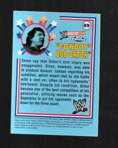 TOPP 2008 WWE Heritage Chrome Base card 89 LEGENDS Cowboy Bob Orton - Picture 2 of 2