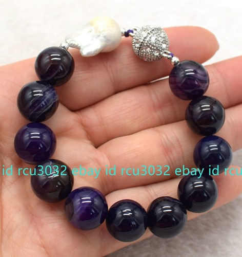 Huge 14mm Natural Multicolor Gems & White Keshi Baroque Pearl Bracelet 7.5'' AAA - Picture 86 of 98